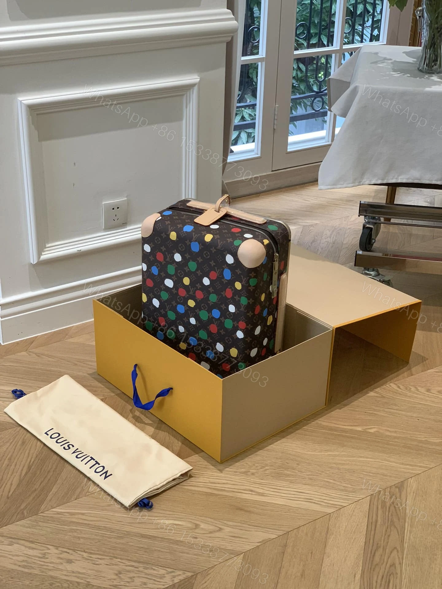 View 5 of Louis Vuitton X Yayoi Kusama Horizon 55 Suitcase Grained Leather Monogram Multicolor 55Cm M10118