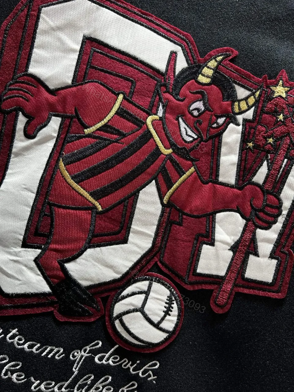 View 8 of Premium Wool-Blend Varsity Jacket with Embroidery Detail