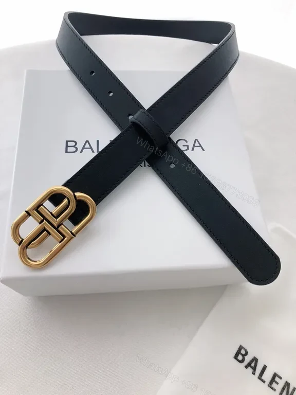 View 9 of Black Leather Belt with Gold Buckle â€“ Signature Luxury Belt