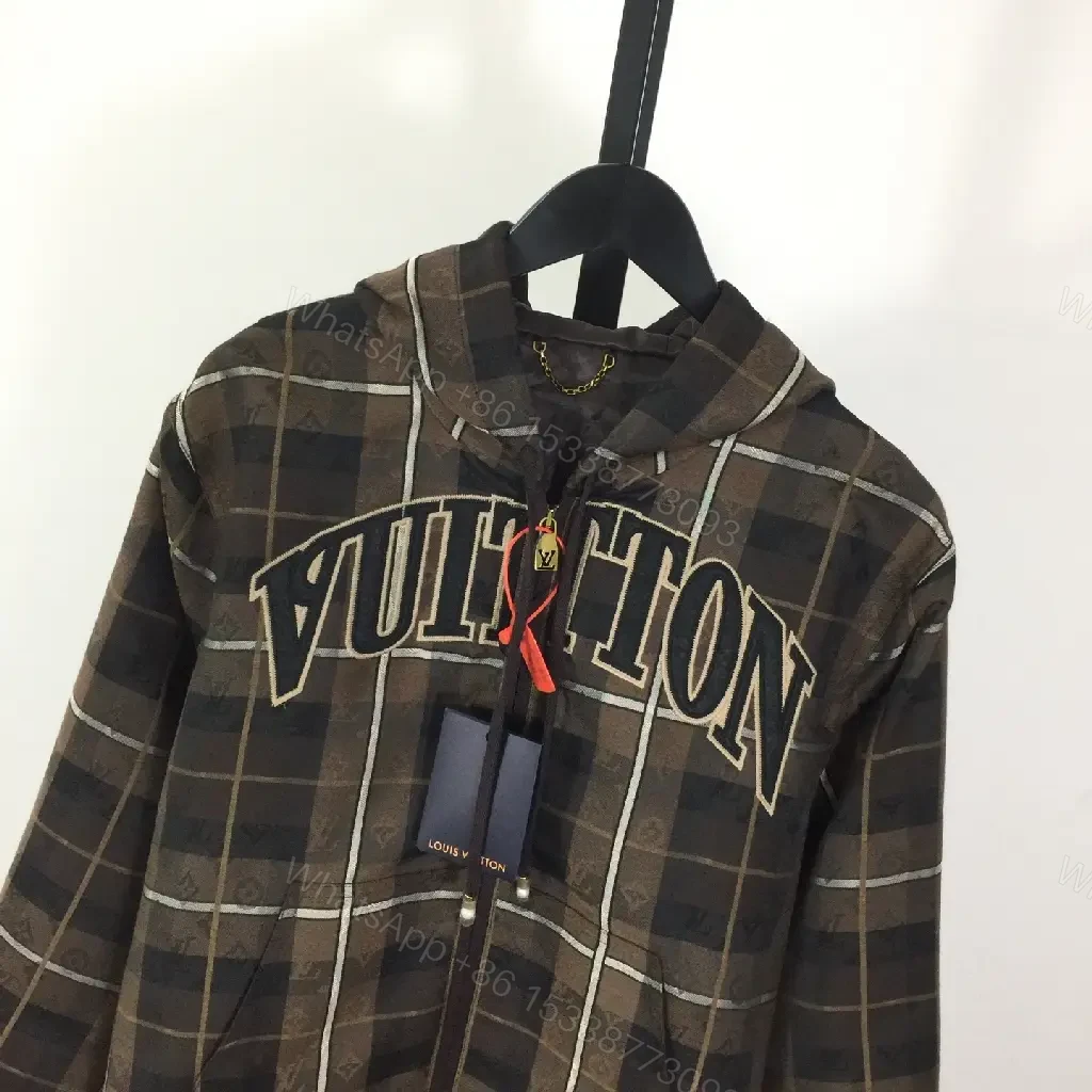View 7 of Bold Plaid Windbreaker with LV Graphics