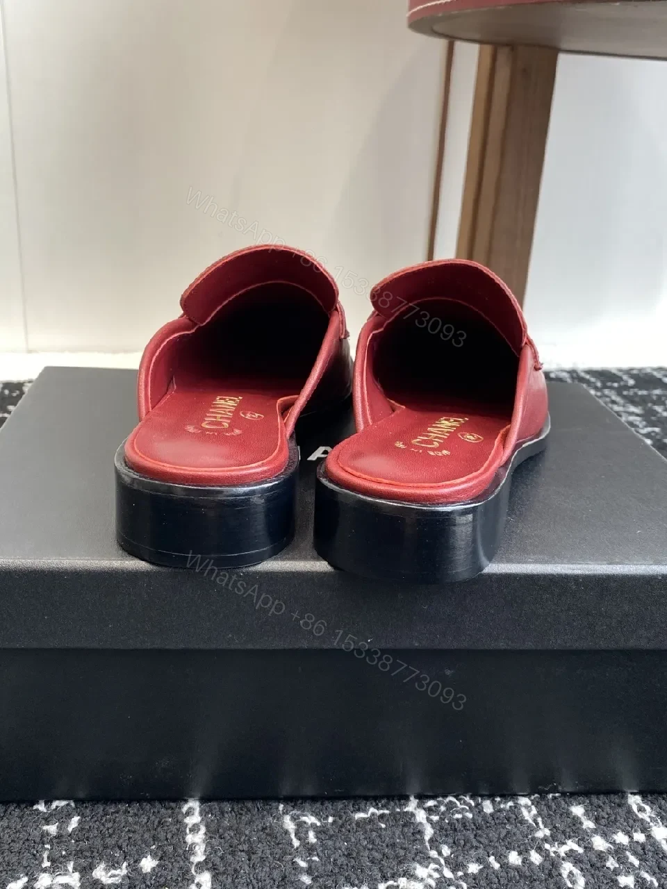 View 8 of Minimalist Red Leather Slide — Signature Branding, All-Day Comfort