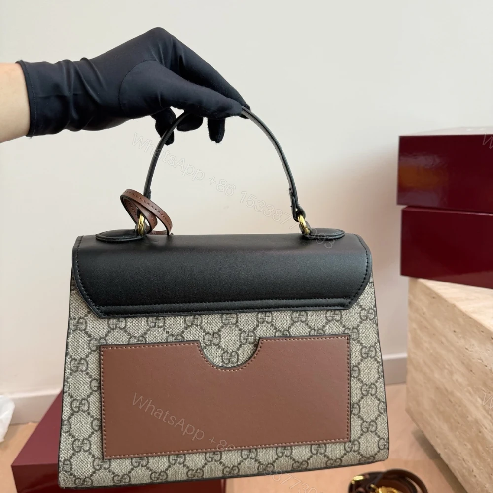 View 5 of Gucci Padlock GG Supreme Top Handle Bag Black And Beige 28Cm 453188 KLQJG 9785