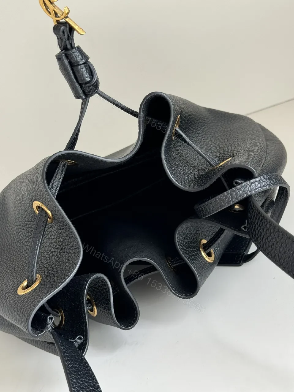 View 9 of Chic Pebbled Leather Hobo Bag with Gold Accents