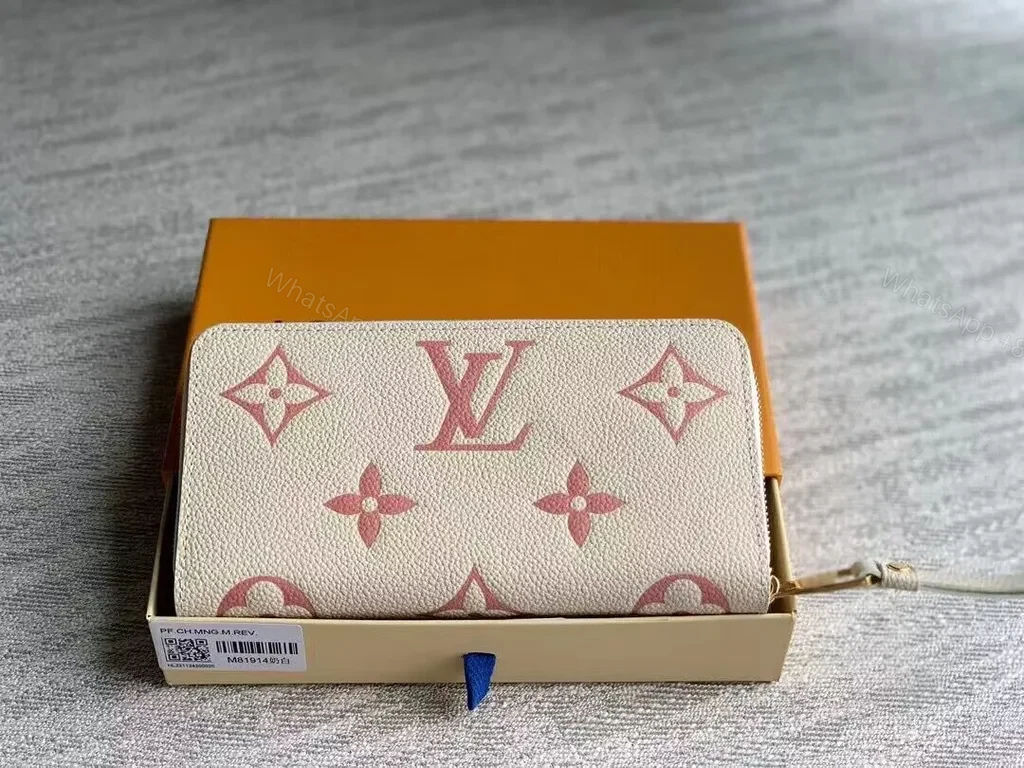 View 3 of Cream LV Monogram Wallet: Pink Pattern, Compact Organizer