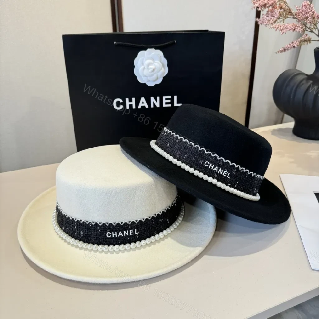 View 8 of White Wool Fedora with Pearl Detail, Couture-Style Fedora, One-Size