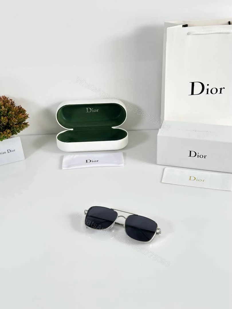 View 4 of First Copy Dior Square Black Lens Sunglasses Metal Frame Unisex UV Protection