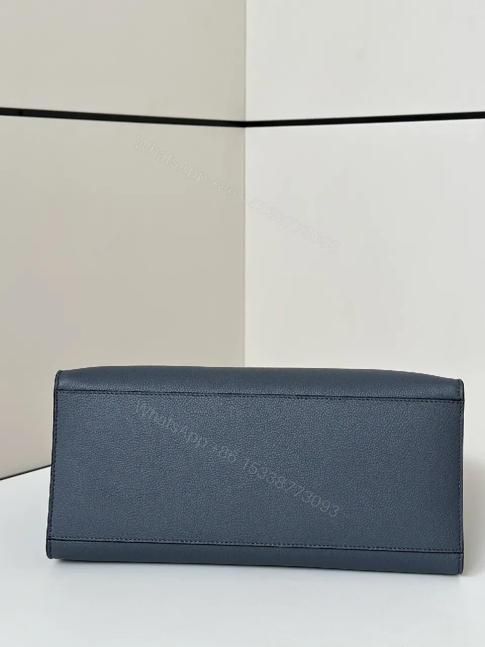 View 9 of Minimalist Navy Calfskin Satchel: Quiet Power Carryall