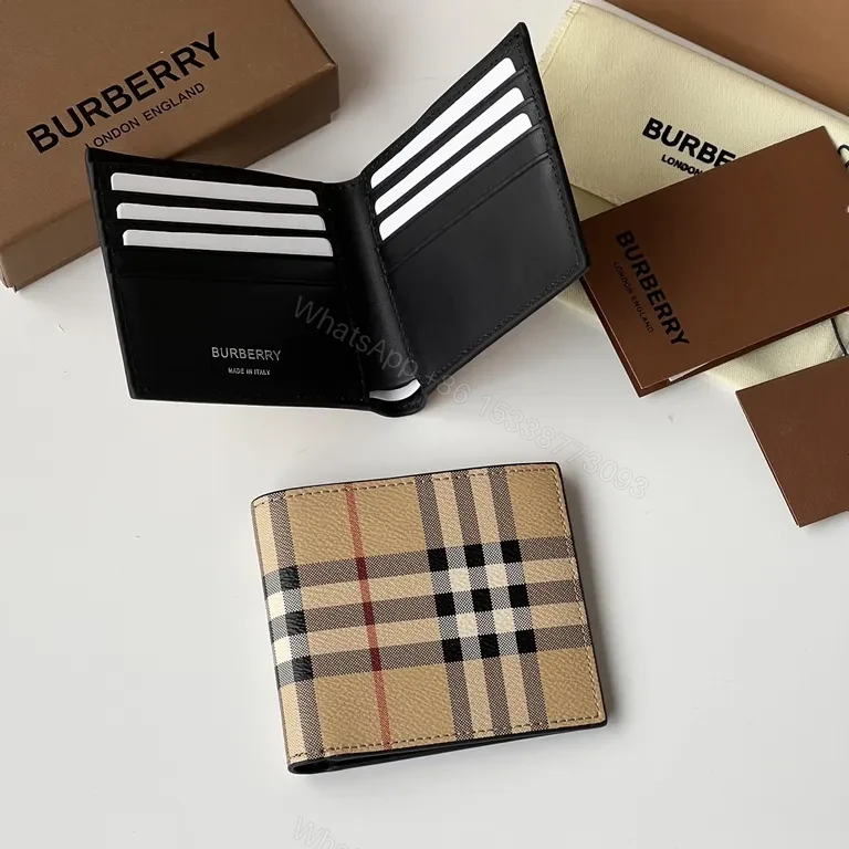 View 9 of Burberry Check Wallet: Premium Coated Canvas, Slim Bi-Fold