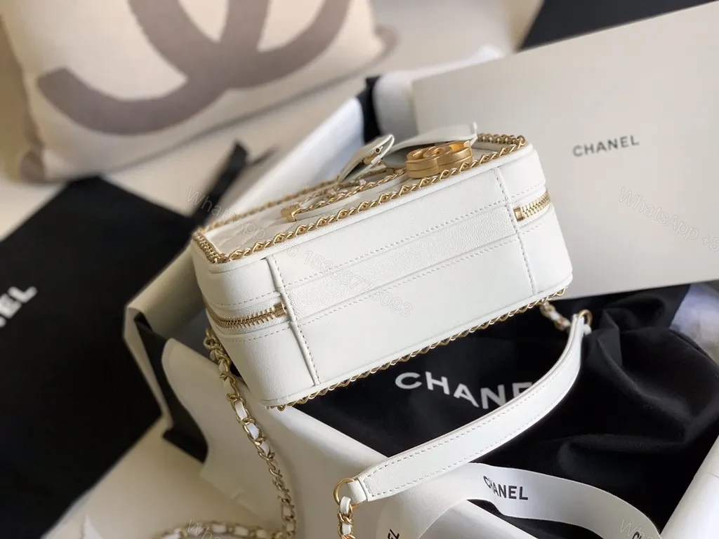 View 5 of Chanel-Style White Quilted Leather Crossbody: Timeless Luxury