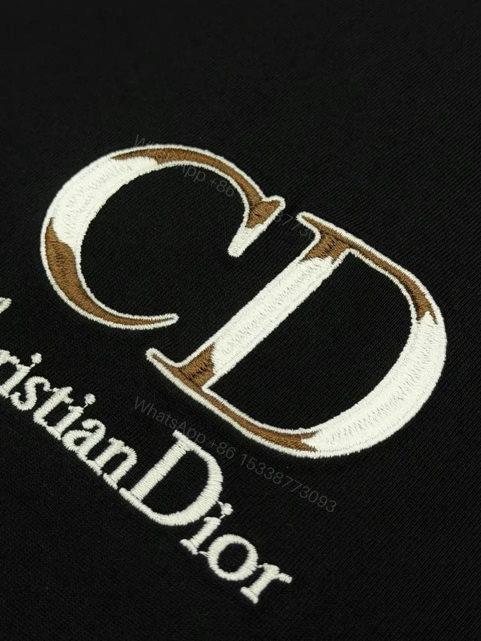 View 2 of Minimalist Black Cotton Tee with Logo Embroidery Luxury Casual Top