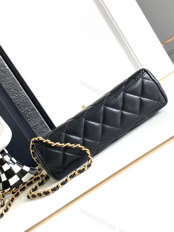 View 4 of Structured Luxe Quilted Leather Handbag with Gold Hardware