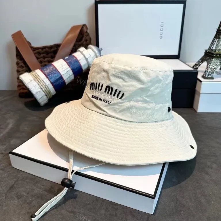 View 6 of Khaki Miu Miu-Style Bucket Hat with Precision Stitching