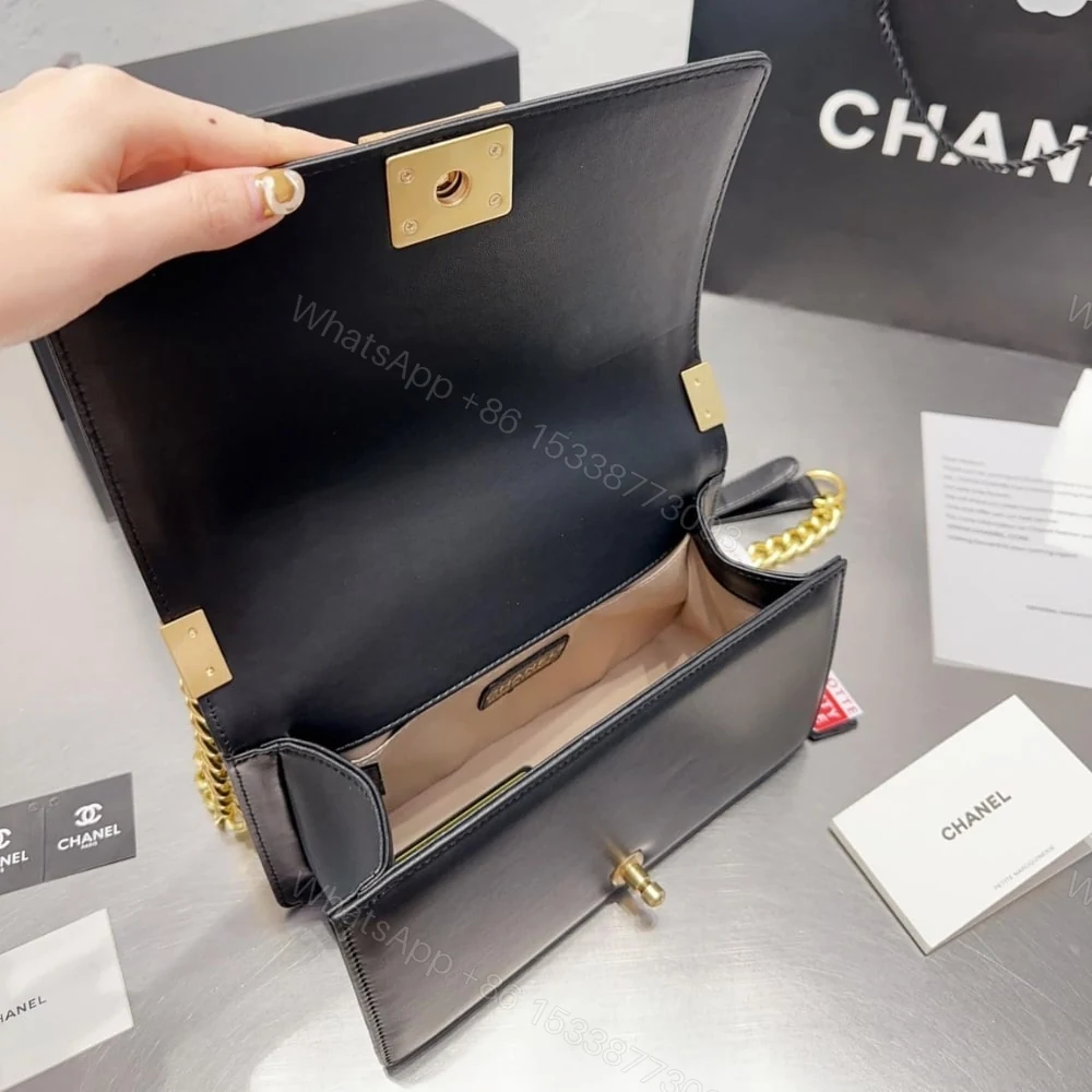 View 6 of Chanel Boy Flap Bag Snake Black 25Cm