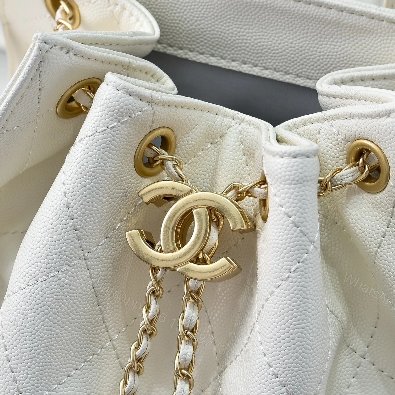 View 7 of Chanel 25 Medium Size Backpack Grain Effect And Gold Metal White 23Cm As5600 B20304 10601