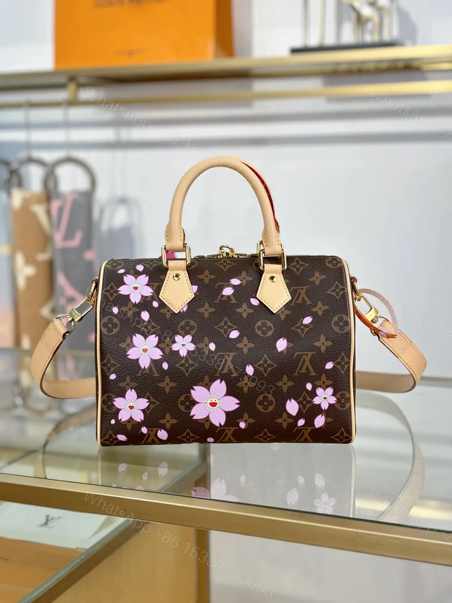 View 6 of Louis Vuitton x Takashi Murakami Monogram Cherry Blossom Speedy Bandoulière 25