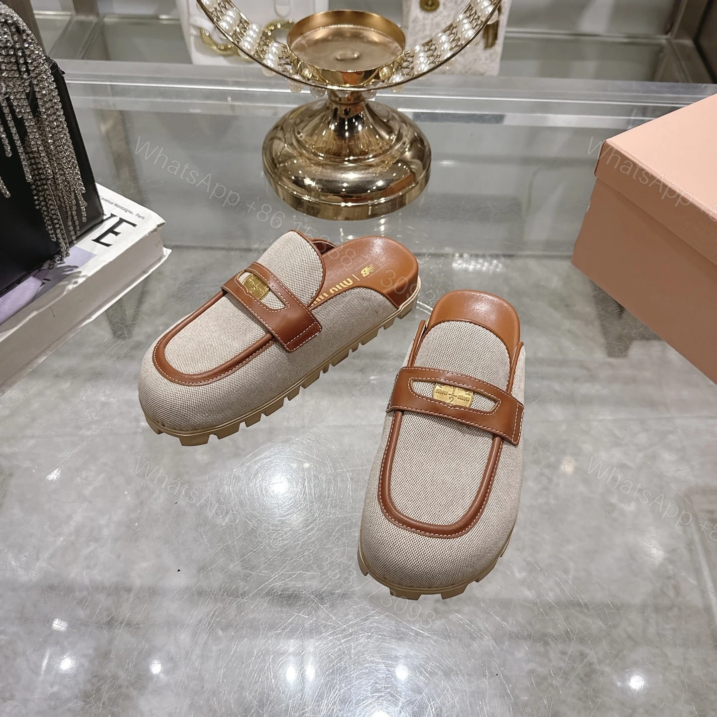 View 5 of MIUMIU CANVAS AND MULES BEIGE