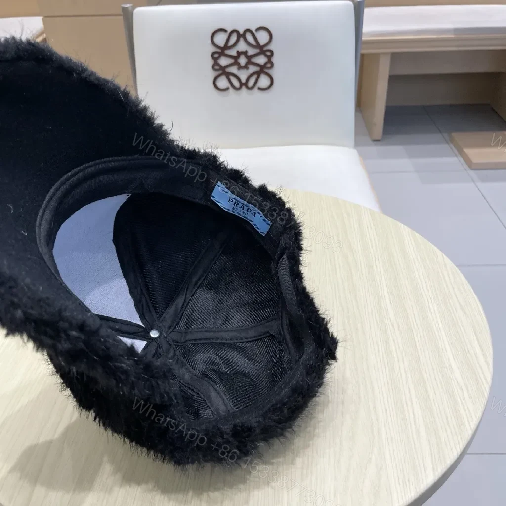 View 4 of Black Faux-Fur Visor Cap | Luxe, Structured Style, Warmth