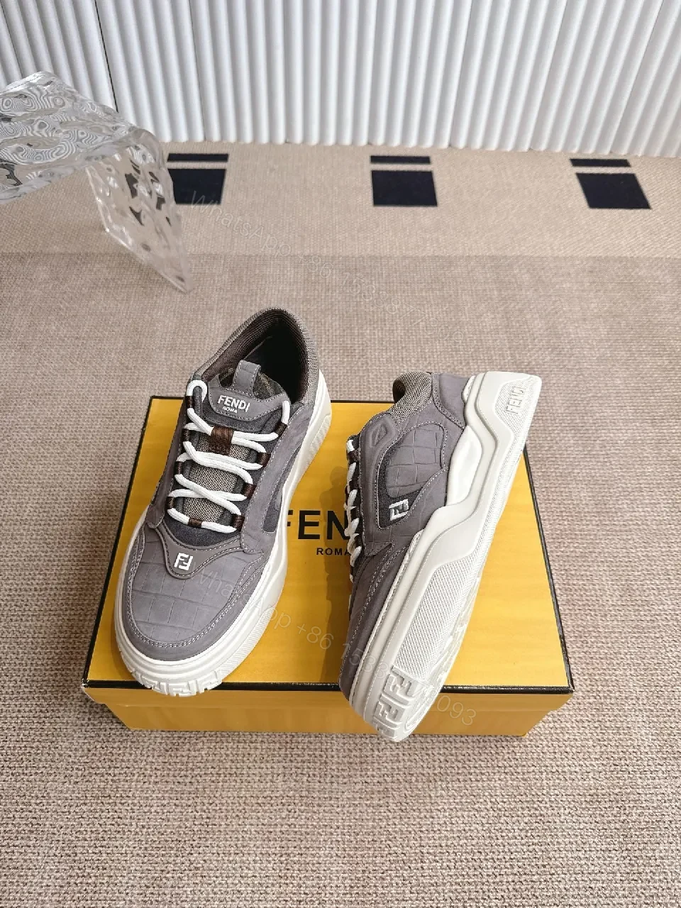 View 7 of Grey Textile Modern Luxe Sneaker with Cushioned Comfort