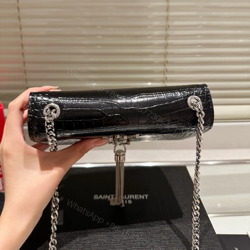 View 4 of Saint Laurent Kate Tassel Silver Hardware Black 19Cm
