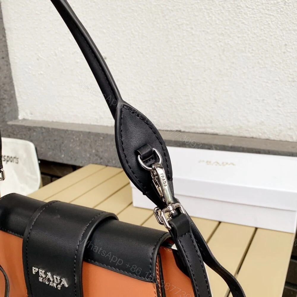 View 8 of Prada City Sidonie Shoulder Bag Brown And Black 28Cm 1BD168 2AIX F0R6P