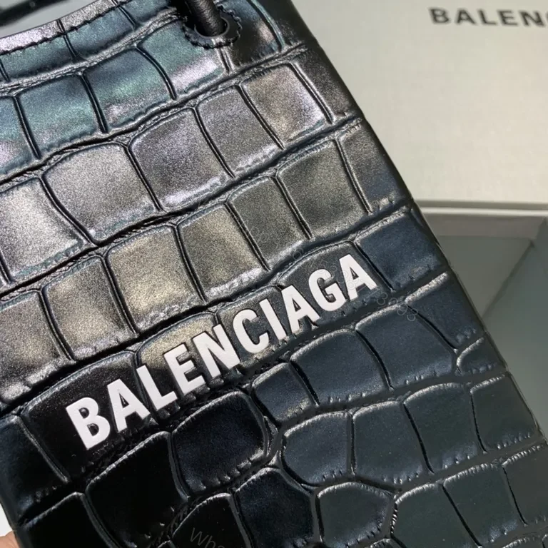 View 6 of Balenciaga Crocodile-Texture Structured Carry Bag