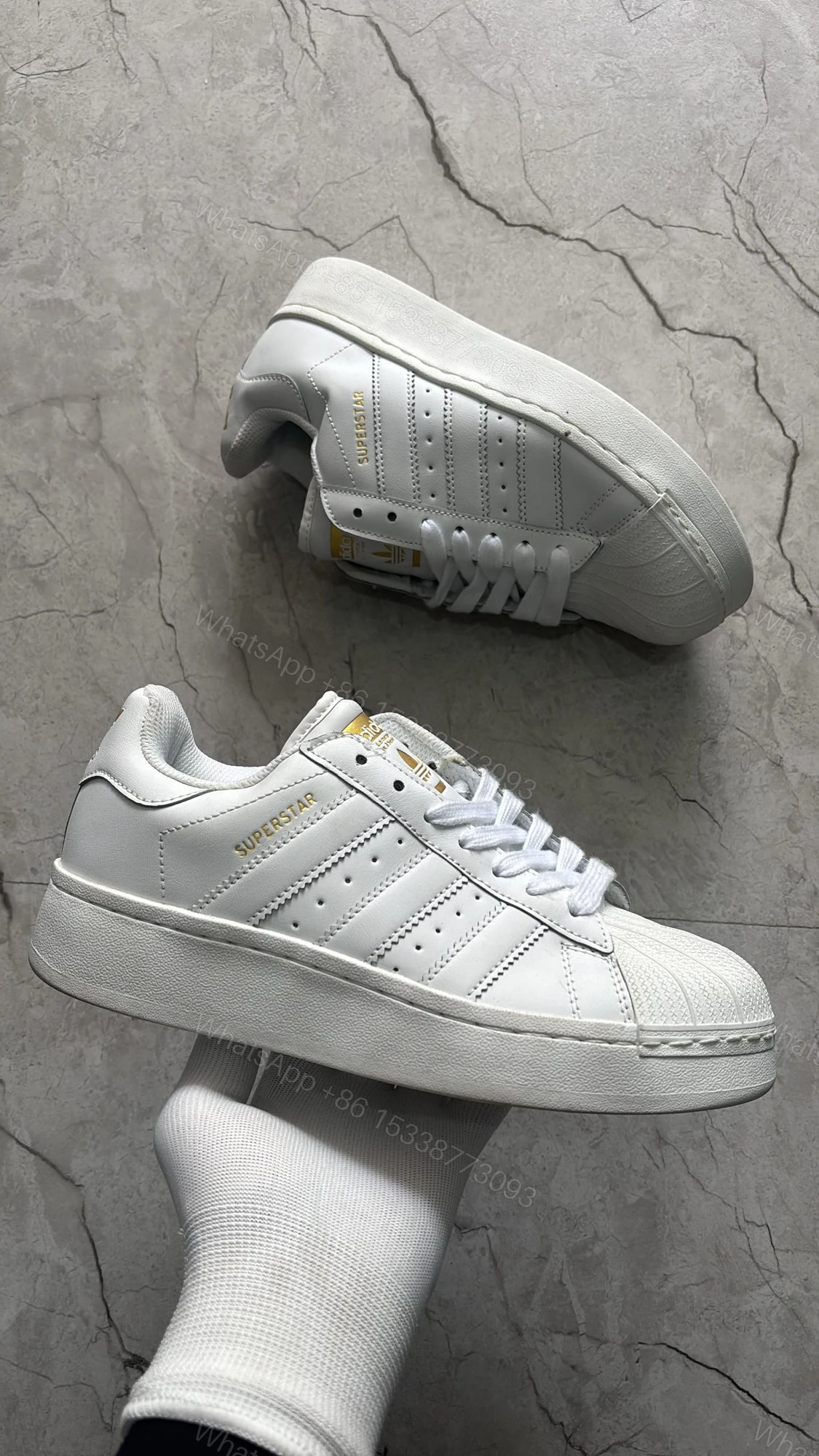 First Copy Adidas Superstar All White Big Sole Sneakers — view 1