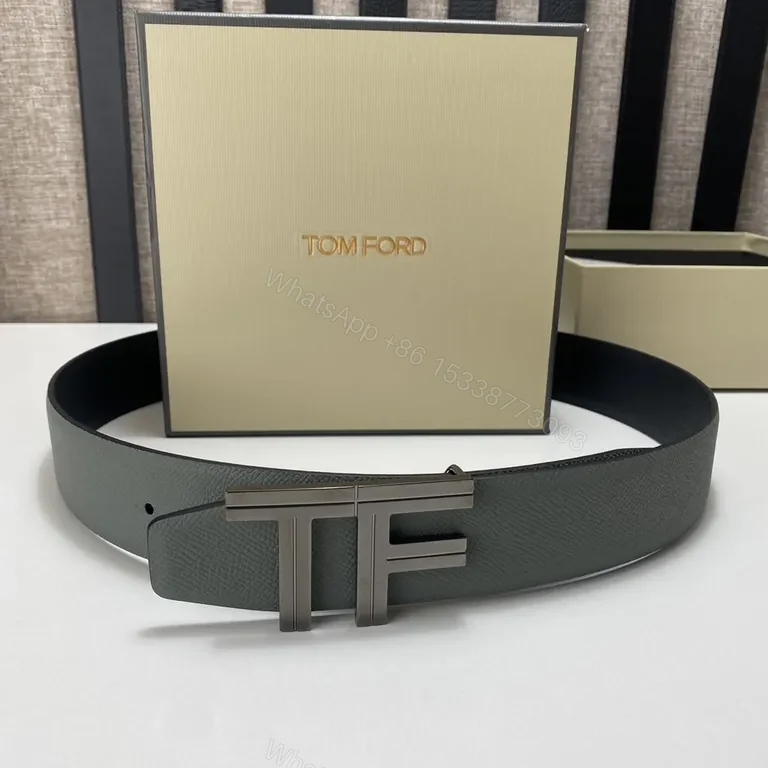 View 5 of Graphite Calfskin Minimalist Belt â€“ Tom Ford Style, 35mm buckle