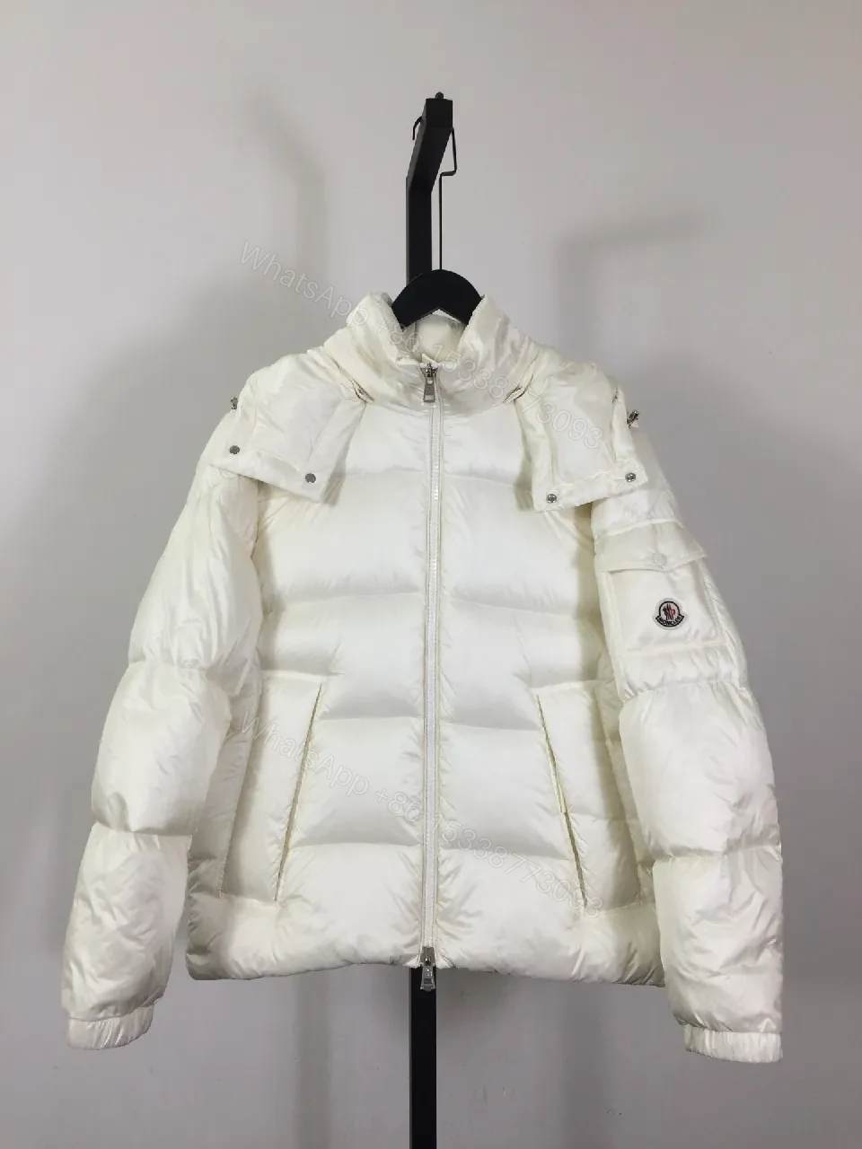 White Puffer Jacket: Button-Detail, Luxe Moncler-Style Accent — view 1