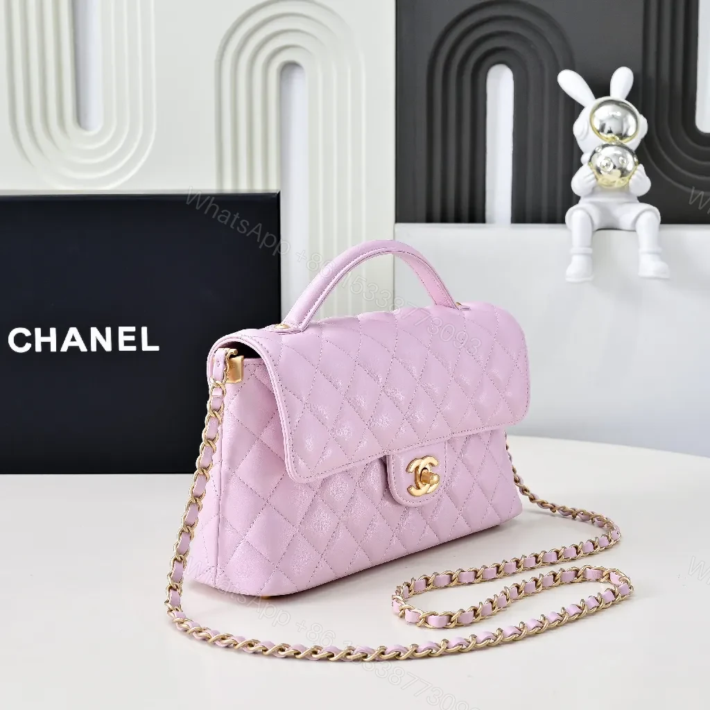 View 6 of Chic Quilted Carryall Bag: Soft Pink, Gold Chain, Luxe Carryall
