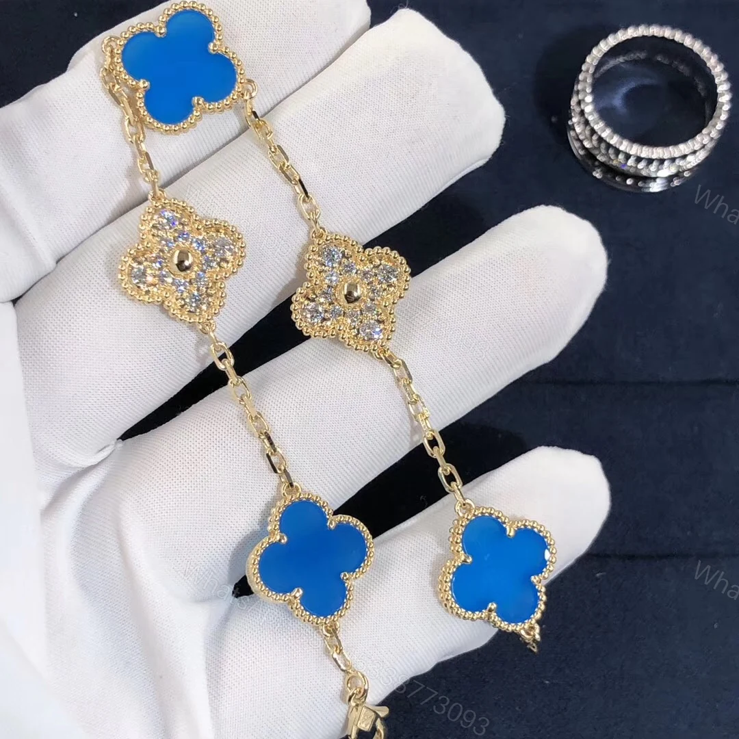 View 2 of VCA Vintage Alhambra Bracelet, Yellow gold, Diamond, Agate