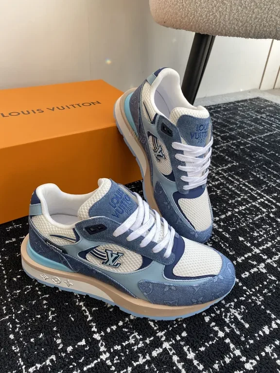 View 7 of Blue Suede-Textured LV-Inspired Sneakers: All-Day Comfort