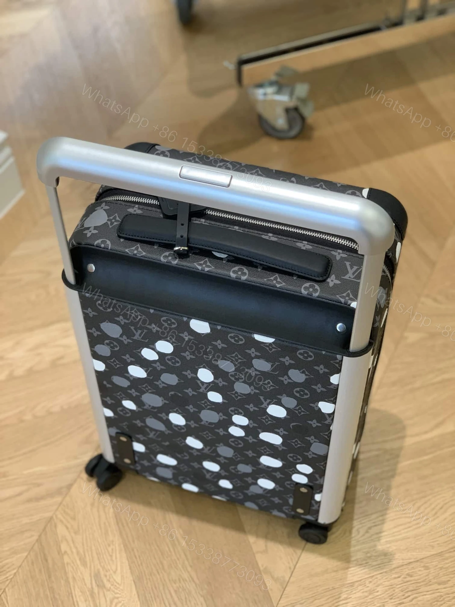 View 5 of Louis Vuitton X Yayoi Kusama Horizon 55 Suitcase Grained Leather Black 55Cm
