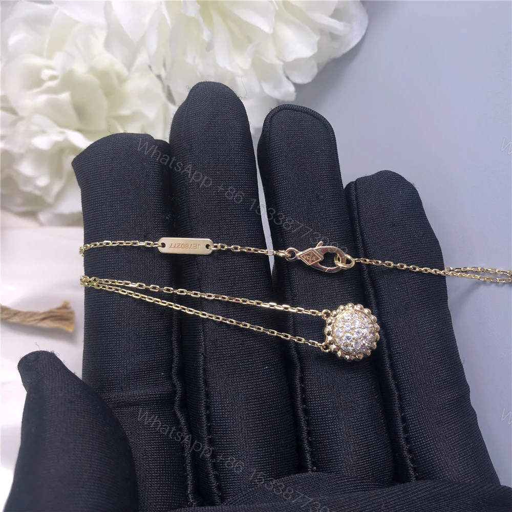 View 3 of Van Cleef Arpels Perlee Diamond Pendant Necklace 18K Yellow Gold