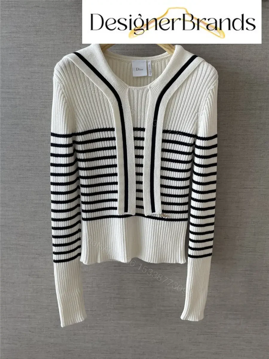 View 3 of Dior Dioriviera Striped Hooded Knit Sweater