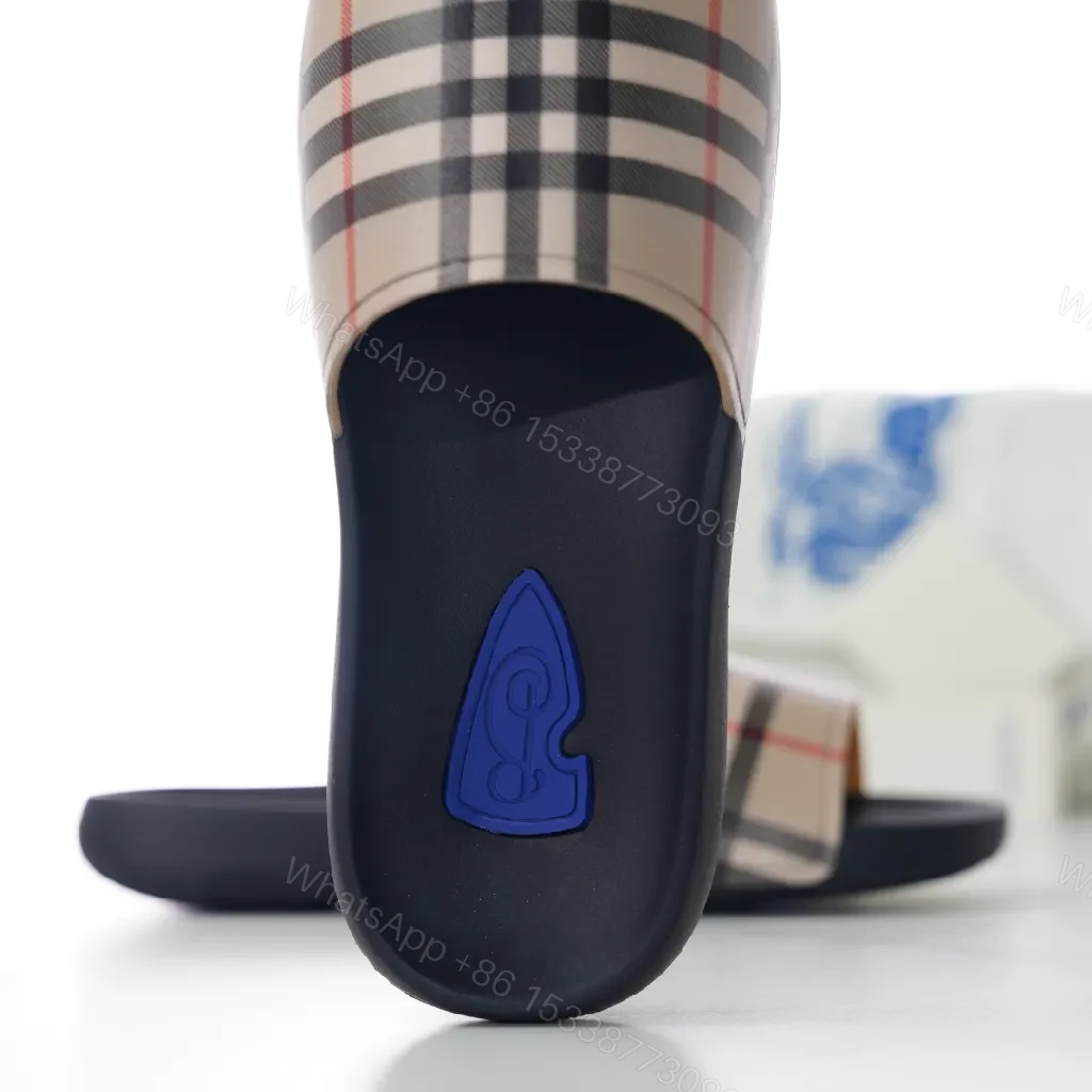 View 8 of Beige Checkered Slide: Contoured Comfort
