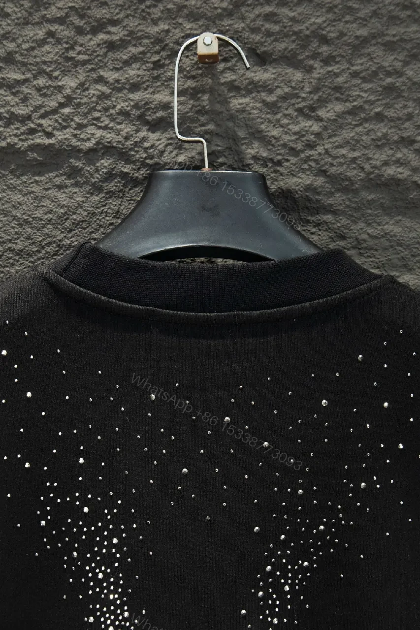 View 2 of Crystal-Embellished Logo Black Crewneck Sweatshirt - Luxe Everyday Style