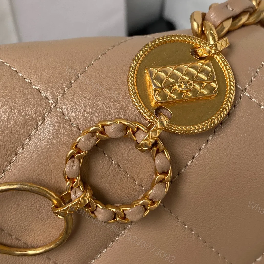 View 3 of Chanel Woc Brown Handbags Pearl Handle Plated 11.5×14.5x5cm