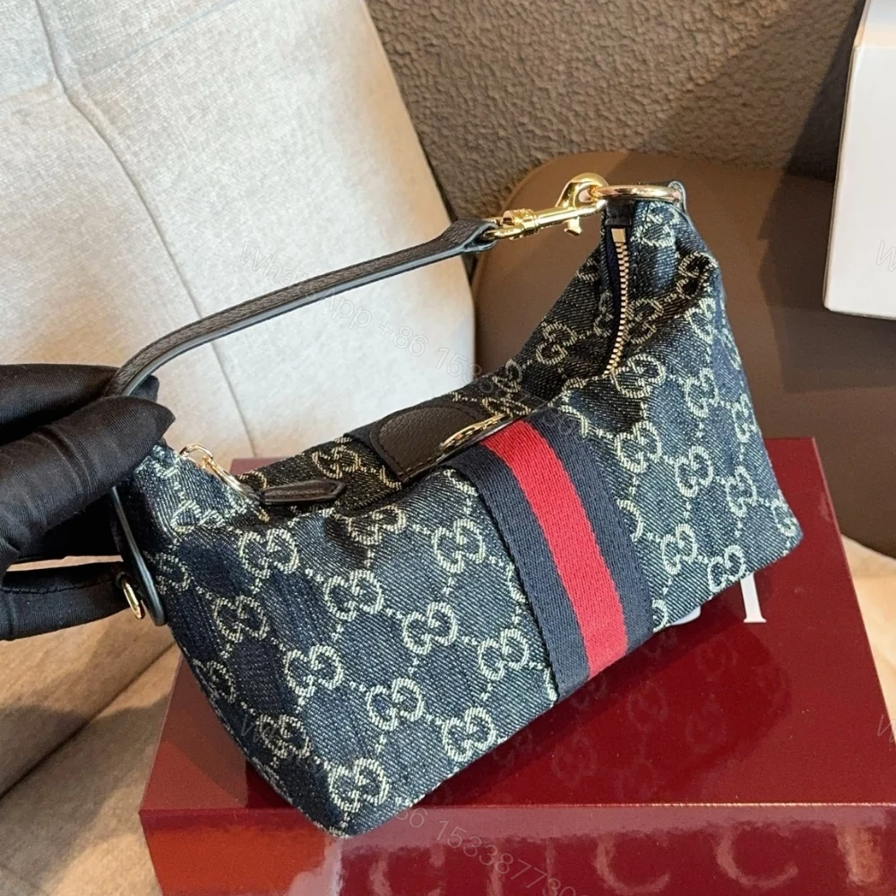 View 5 of Gucci Vanity Mini Bag Blue And White GG Denim 19cm