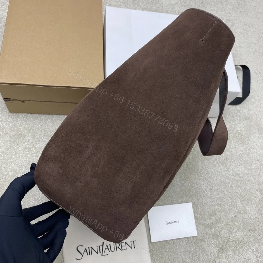 View 7 of Chocolate Suede Tote – Luxe Everyday Carry with Gold Charm
