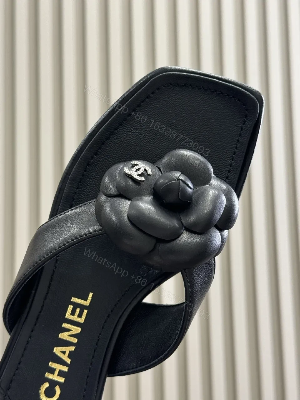 View 3 of Chic Floral Knot Slides: Black, Square Toe, Cushioned Comfort