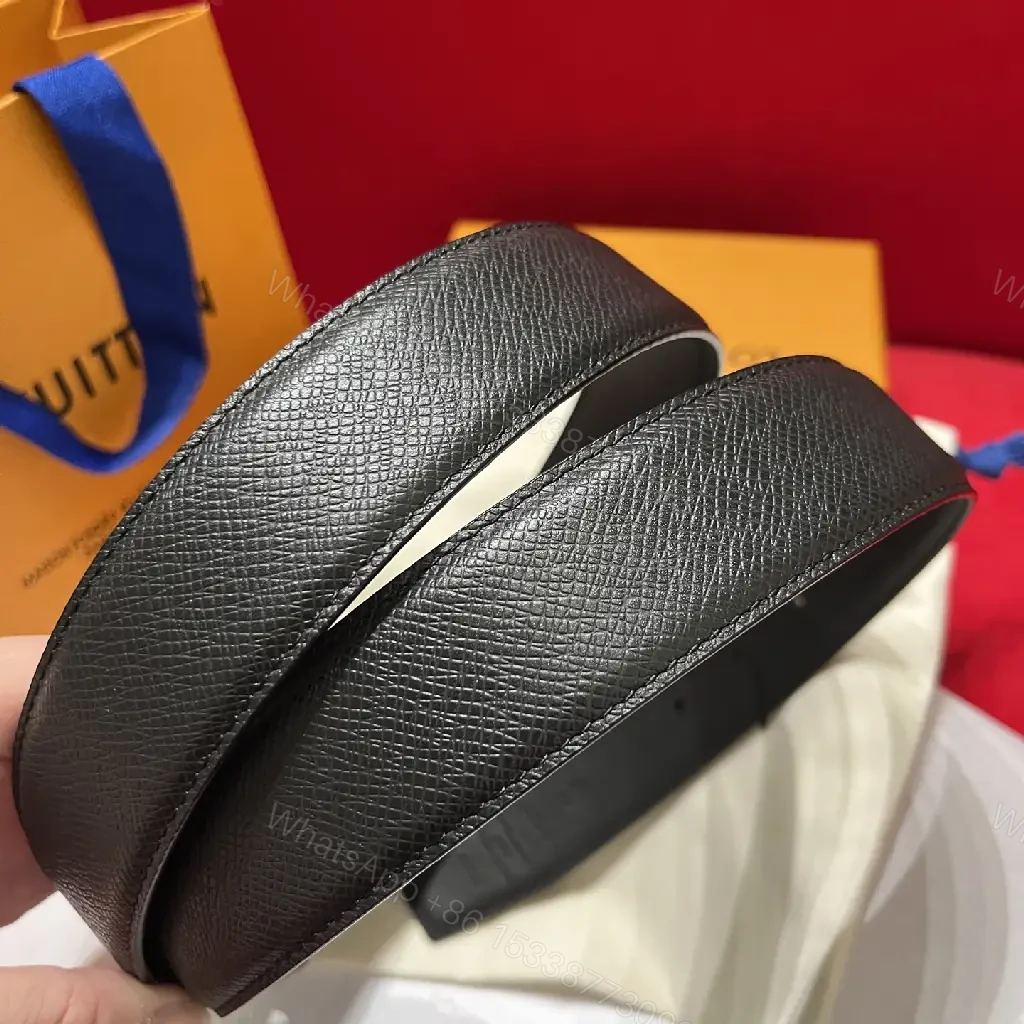 View 10 of Black Pebbled Leather Belt with LV Buckle, Classic Style