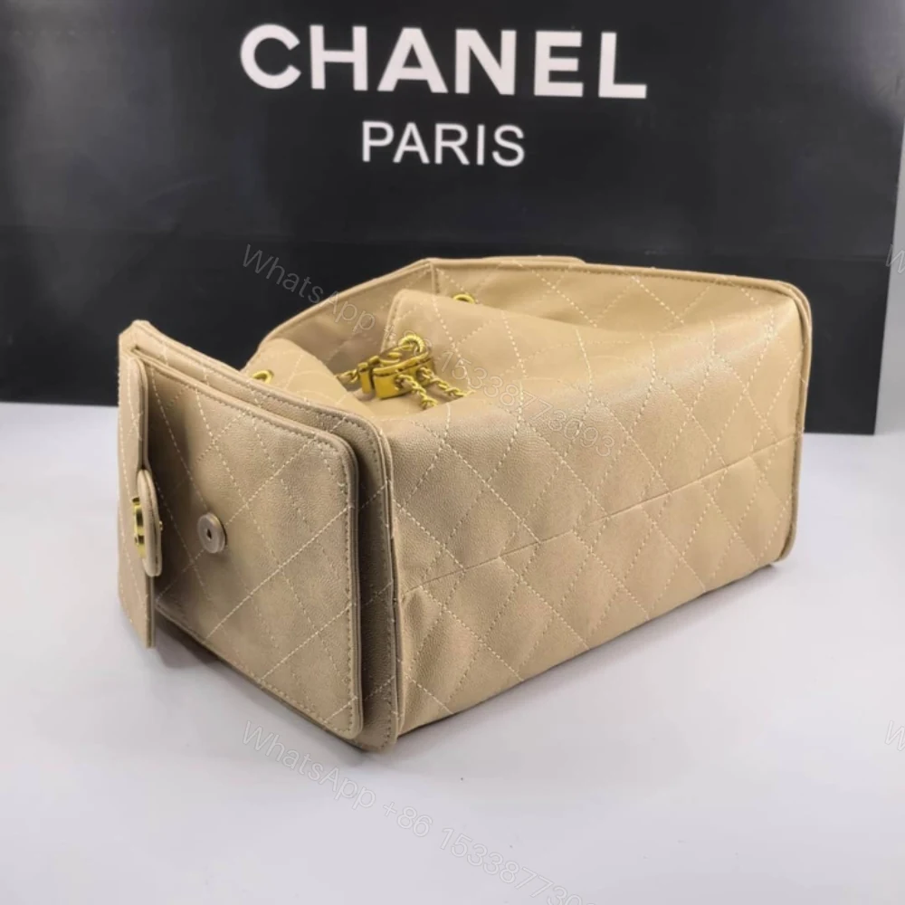 View 5 of Chanel 25 Small Handbag Grained And Gold Tone Metal Beige 25Cm