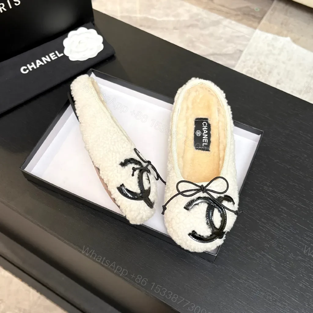 View 5 of Ivory Knit Slippers: Luxe Slip-On with Faux Fur Lining