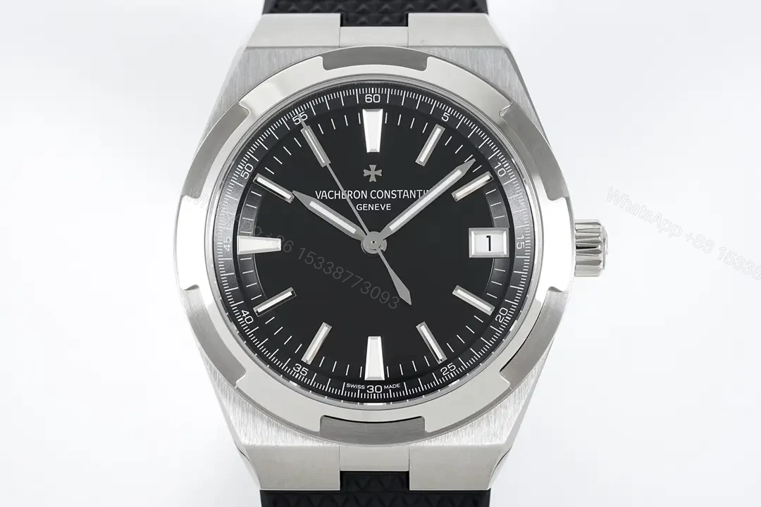 View 4 of GS Factory Vacheron Constantin Overseas Black Dial Stainless Steel Watch with Interchangeable Rubber Strap