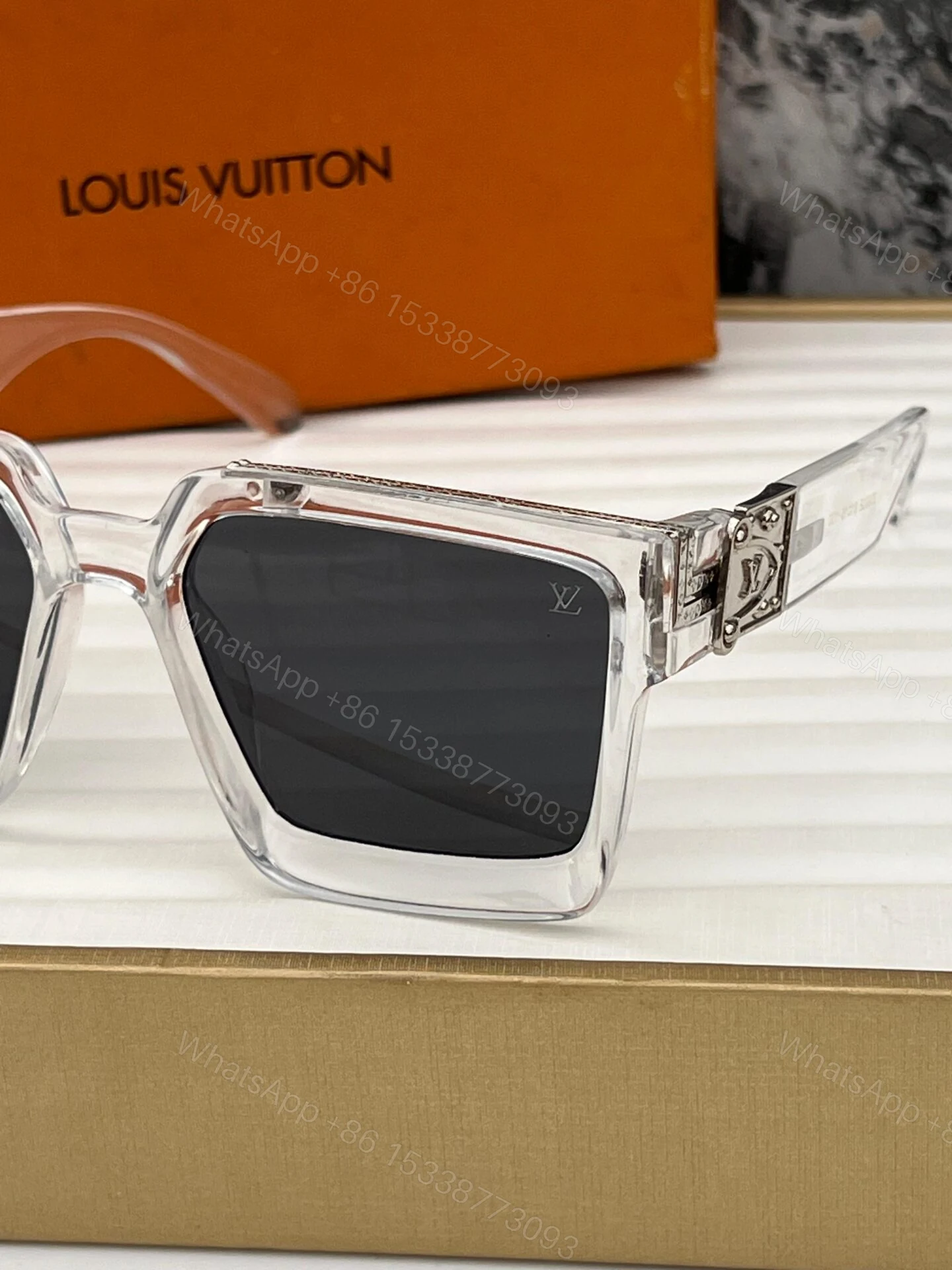 View 3 of Louis Vuitton Transparent Square Black Sunglasses