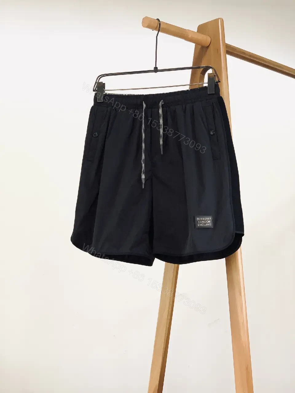 View 7 of Black Nylon Drawstring Shorts - Burberry Style Utility Short