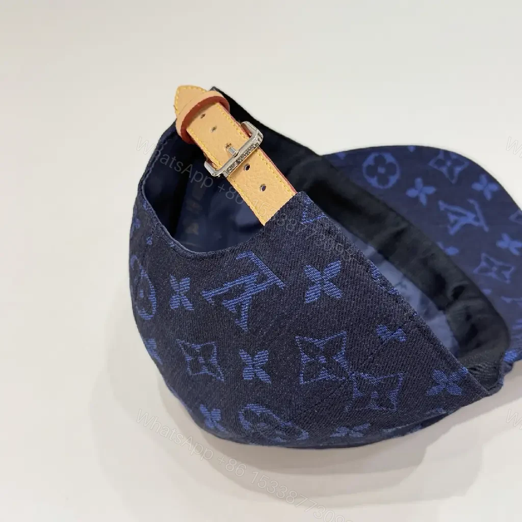 View 4 of Dark Navy LV Embroidered Monogram Logo Baseball Cap