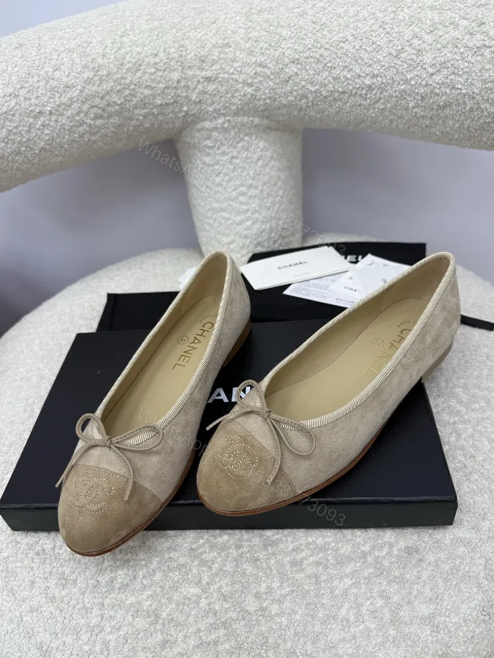 View 8 of Two-Tone Suede Ballet Flats: Lightweight, Subtle Texture