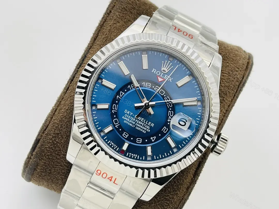 View 3 of Exclusive sky dweller replica 336934 42MM Blue Oyster Annual Calendar 336934-0005