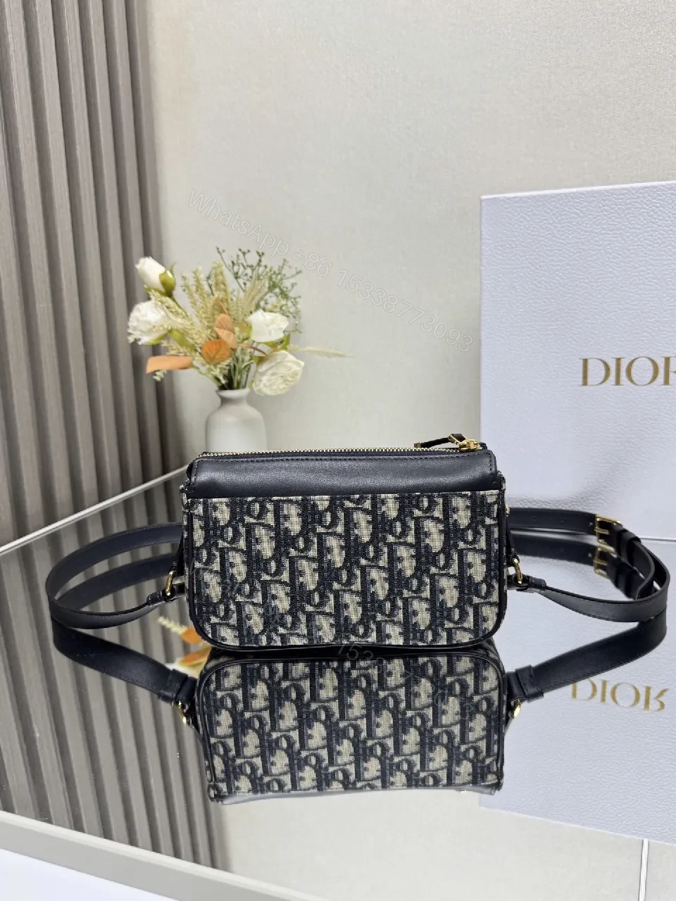 View 8 of Compact Monogram Satchel: Black Leather Trim Bag